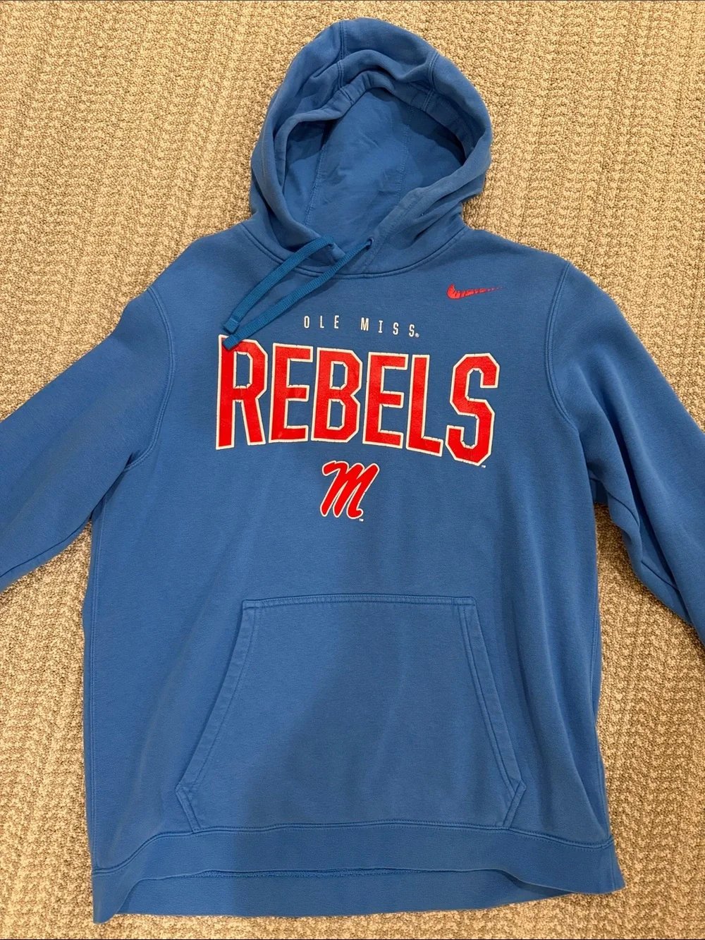 Nike Blue Ole Miss Rebels Sweatshirt with Red Lettering